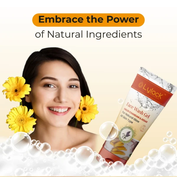 Lylack Face Wash Gel (Haldi Chandan & Kesar) - Image 4