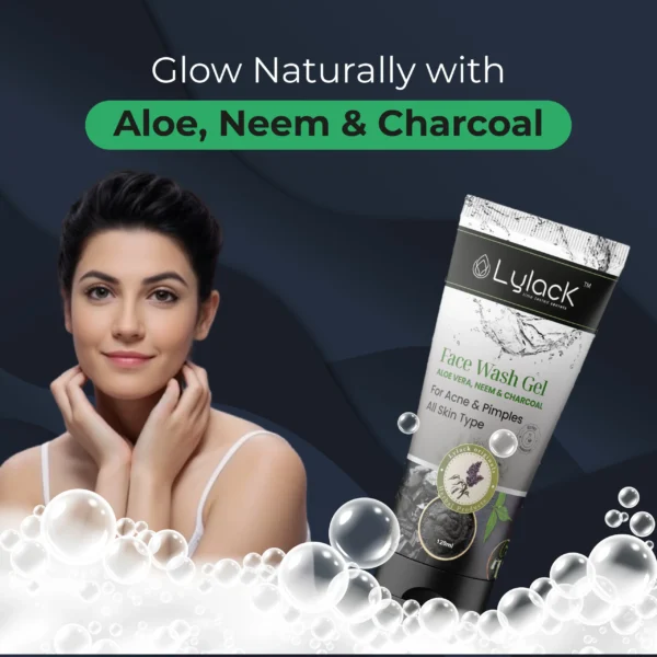 Lylack Aloe Vera Neem and Charcoal Face Wash Gel - Image 4